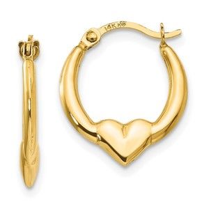 14k Yellow Gold Madi K Children's Kids Girls Jewelry Heart Hoop Earrings
